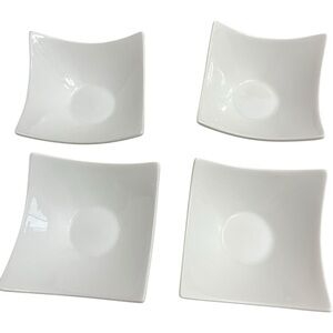 Front of the House Elegant White Square Ceramic Plates Set